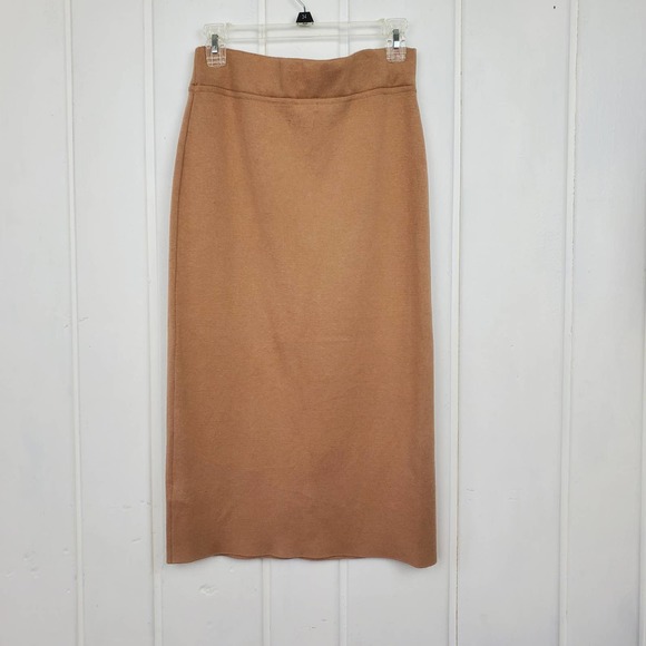 Massimo Dutti Beige Cotton Cashmere Pencil Midi Skirt US Women's Medium - Picture 4 of 9